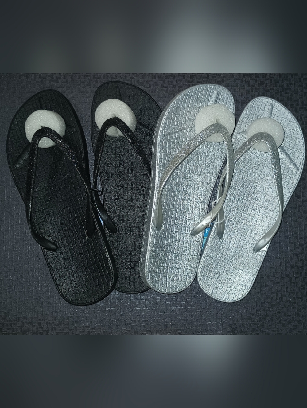 Glitter Flip Flops Black,Silver Bundle